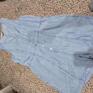 Light Blue Button-Up Sleeveless Romper